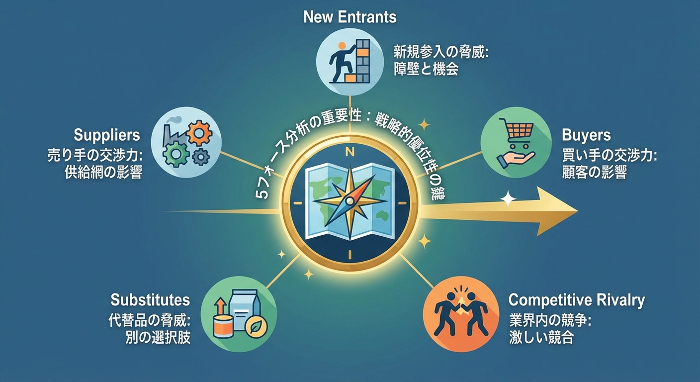 5フォース分析の重要性を示すイメージ